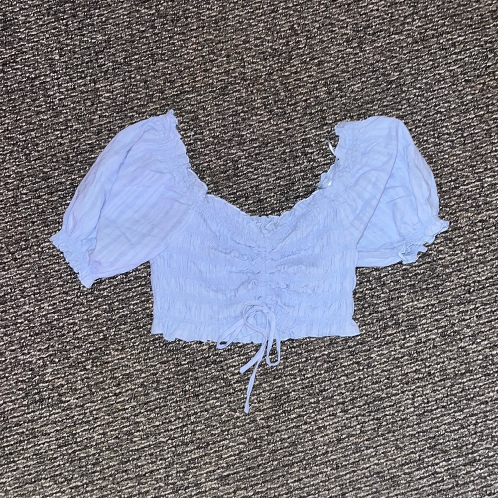 Cotton Candy LA light blue flowy crop top
